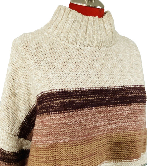 Melrose & Market Pullover Sweater Cotton Blend Earth Tone Stripes Textured Sz M - Picture 2 of 9